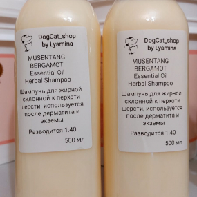 MUSENTANG BERGAMOT Essential Oil Herbal Shampoo, шампунь для жирной, склонной к перхоти шерсти, используется после дерматита и экземы